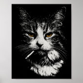 Grappig Cool Cat Smoking Funny Meme Cigarette Cat Poster (Voorkant)