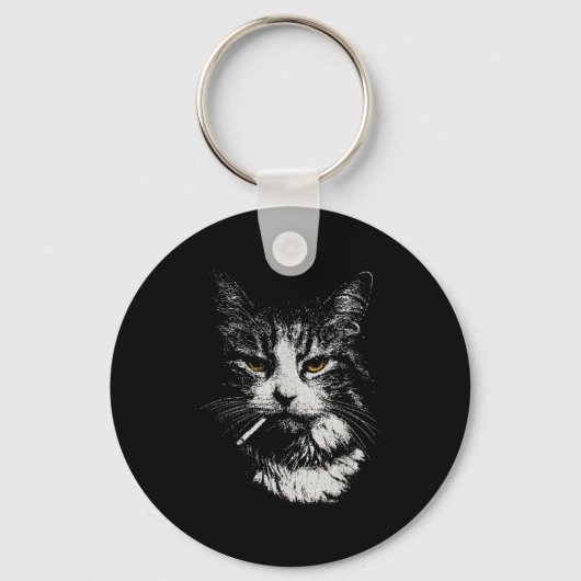 Grappig Cool Cat Smoking Funny Meme Cigarette Cat  Sleutelhanger (Voorkant)