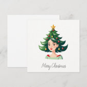 Grappig Cool Comic Minimalist Moderne Kerstboom Feestdagenkaart (Voorkant / Achterkant)