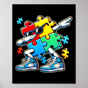 Grappig Cool Dabbing Puzzel Stuk Autisme Bewustzij Poster