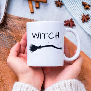 Grappig Cool Minimal Witch Halloween Paar Tweekleurige Koffiemok
