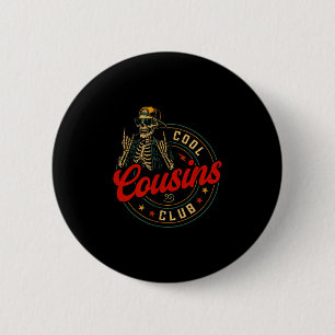 Grappig Cool Neven Club T-shirt Neef Crew Skelet Ronde Button 5,7 Cm