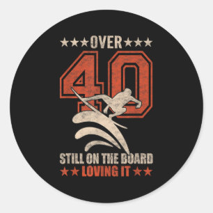 Grappig Cool Surfer Dude Surfboard 40 jaar oud Sur Ronde Sticker