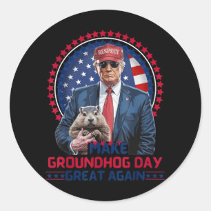 Grappig Cool Trump Groundhog Maak Groundhog Day Ge Ronde Sticker