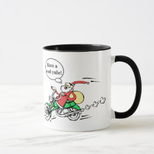 Grappig Cool Yule Santa Rijden Motorfiets Kerstmis Mok