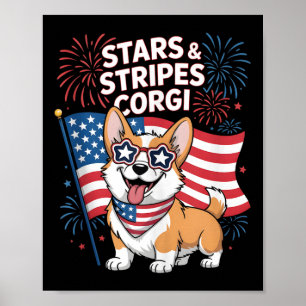 Grappig Corgi Team American Patriotic vierde juli Poster