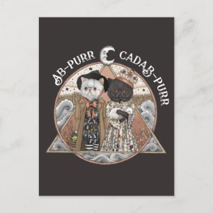 Grappig  Cottagecore Cat Witches Halloween Briefkaart