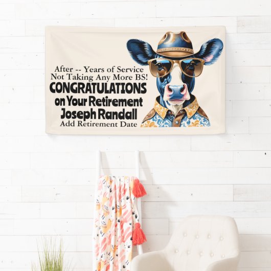 Grappig cowboy pensioenfeestje geen gezwets meer spandoek (Insitu)