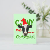 Grappig Cowy Christmas Santa Koe Briefkaart (Staand voorkant)