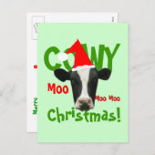 Grappig Cowy Christmas Santa Koe Briefkaart (Voorkant / Achterkant)