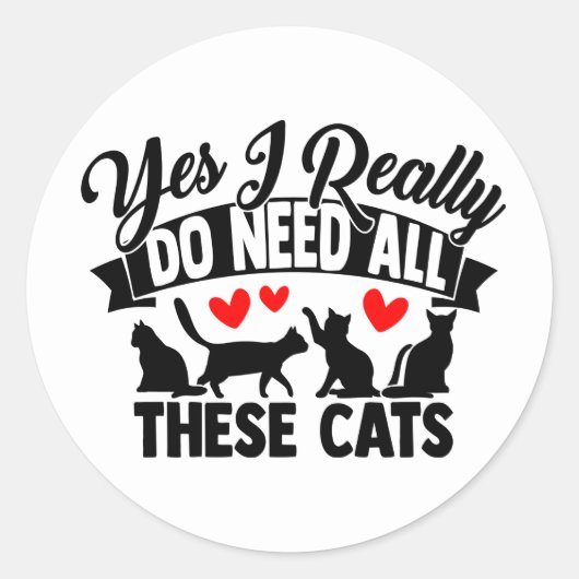 Grappig Crazy Cat Lady Kat Mam Kitten Papa Ronde Sticker (Voorkant)