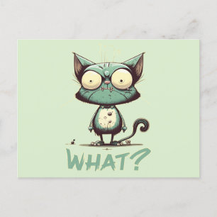 Grappig Crazy Cat "Wat?" Briefkaart