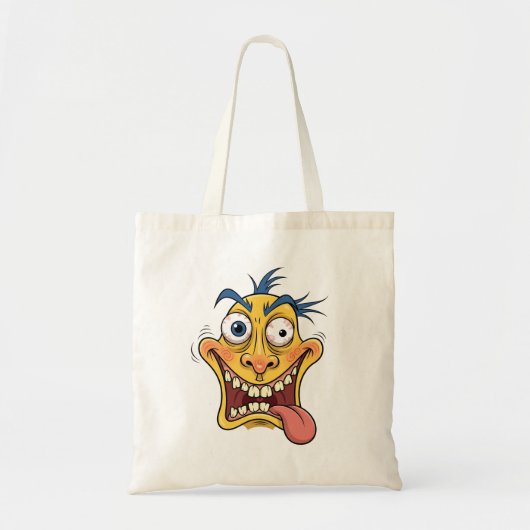 Grappig Crazy Face Canvas tas - Eigenzinnige Carto (Voorkant)