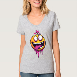 Grappig Crazy Love Emoji Grafische T-Shirt – Grapp