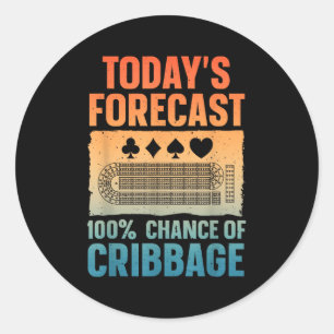 Grappig Cribbage Design voor Mannen Vrouwen Kinder Ronde Sticker
