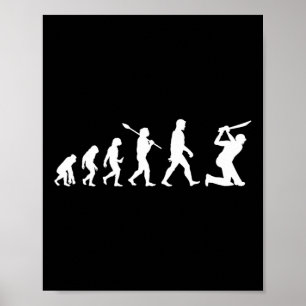 Grappig Cricket Evolution T-shirt voor cricketspel Poster