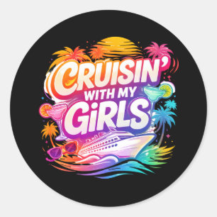 Grappig Cruisen met Mijn Meisjes Kleurrijk Cruises Ronde Sticker