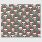 Grappig Custom 3 Gezichten Kerstman Hoeden Cadeaupapier (Vlak)