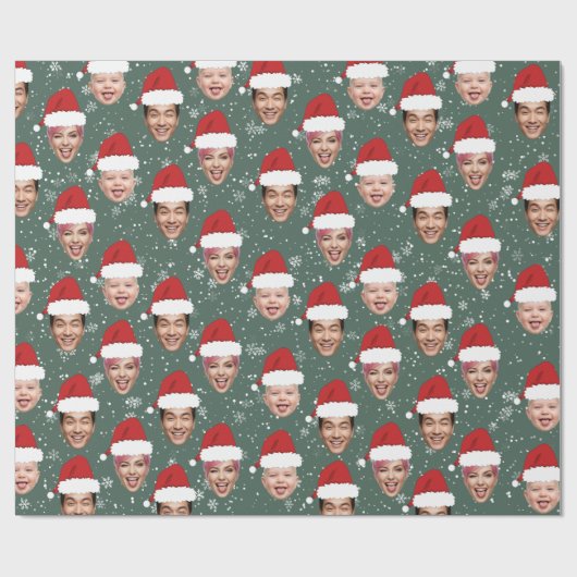Grappig Custom 3 Gezichten Kerstman Hoeden Cadeaupapier (Vlak)