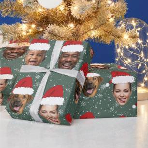 Grappig Custom 4 Gezichten Kerstman Hoeden Cadeaupapier