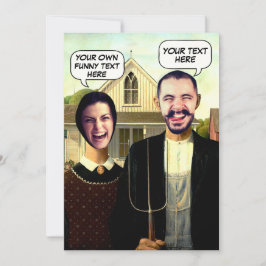 Grappig Custom Amerikaanse Gothic Gezicht in Gat f Kaart