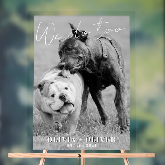 Grappig, Custom hond foto bruiloft welkom Acryl Bord (Neutraal)