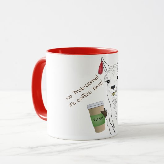 Grappig Cute ama No Prob Lama! Mok (Voorkant links)