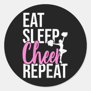 Grappig Cute Eten Slapen Juichen Herhalen Liefde M Ronde Sticker