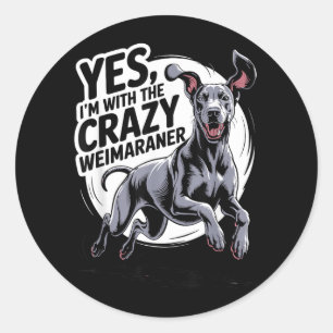 Grappig Cute Huisdier Hondenras Met De Crazy Weima Ronde Sticker