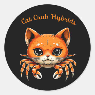 Grappig Cute Kat Krab Wezens T-Shirt voor DierenT- Ronde Sticker