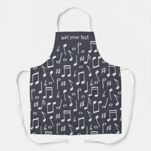 Grappig Cute Moderne White Musical Notes Pattern Schort