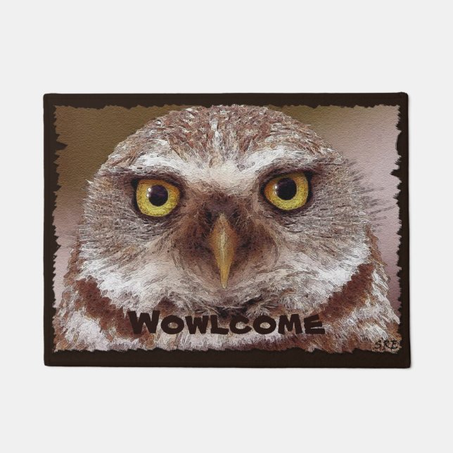 Grappig, Cute Owl Face Welcome Mat (Voorkant)