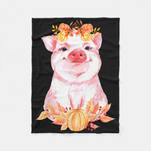 Grappig Cute Varken Bloemig Herfst Boerderij Dier  Fleece Deken
