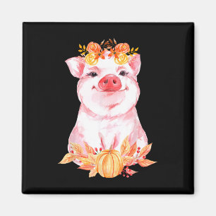 Grappig Cute Varken Bloemig Herfst Boerderij Dier Magneet