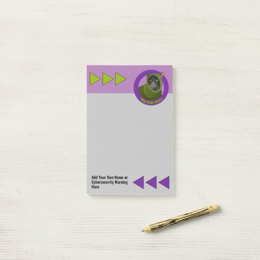 Grappig Cyber Awareness Warning Cat - Aangepaste s Post-it® Notes (Op bureau)