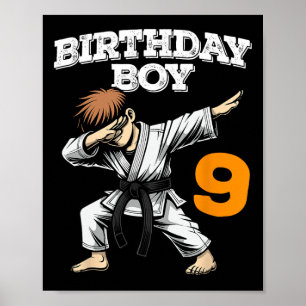 Grappig Dabbing 9e Verjaardag Jongen Karate 9 Jaar Poster