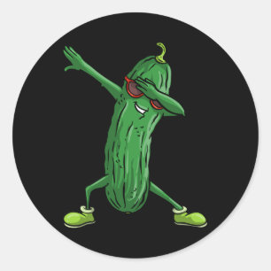 Grappig dabbing augurk cadeau Schattige dansen kom Ronde Sticker