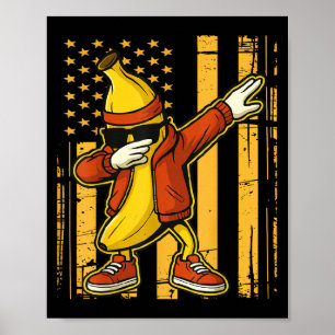 Grappig Dabbing Banaan Cool Fruit Dab Amerikaanse Poster