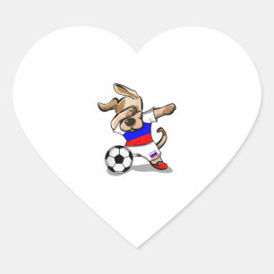 Grappig Dabbing Hond Rusland Voetbal Jersey Russis Hart Sticker