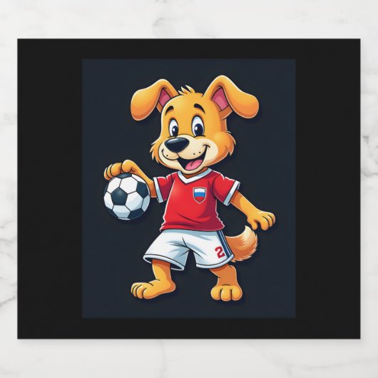 Grappig Dabbing Hond Rusland Voetbal Jersey Russis Sparkling Wijnetiket (Enkel label)