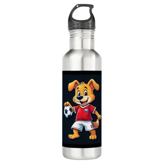 Grappig Dabbing Hond Rusland Voetbal Jersey Russis Waterfles (Voorkant)