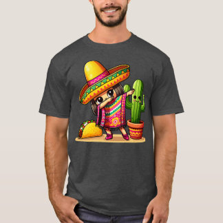 Grappig Dabbing Mexicaanse Poncho Sombrero meisje T-shirt