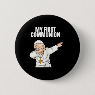 Grappig Dabbing Paus Mijn Eerste Communie Gift T-s Ronde Button 5,7 Cm