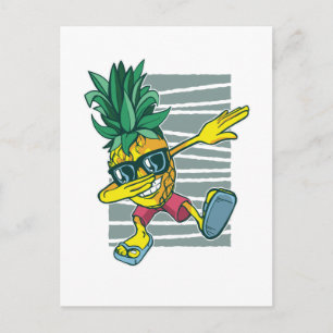 Grappig Dabbing Pineapple Cartoon Tiener Graphics Briefkaart