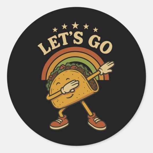 Grappig Dabbing Taco Let's Go Taco 4 Ronde Sticker (Voorkant)