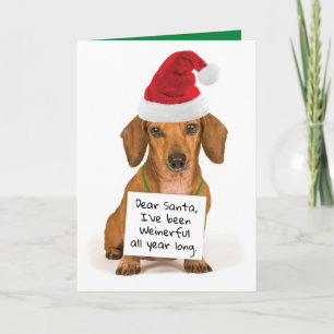 Grappig Dachshund die je een Wienerige Kerstmis wi Feestdagen Kaart