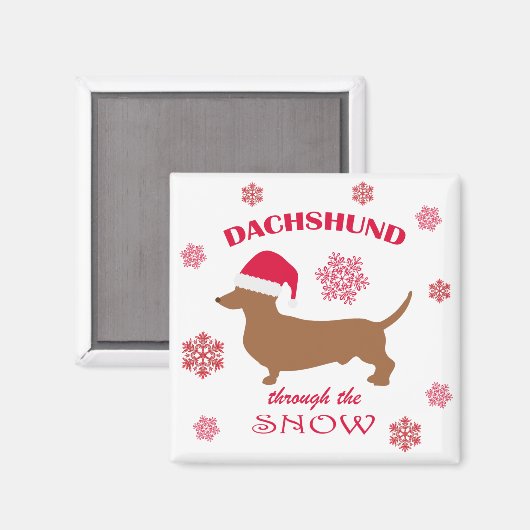 Grappig Dachshund door de sneeuwkersthond Magneet (Voorkant / Achterkant)