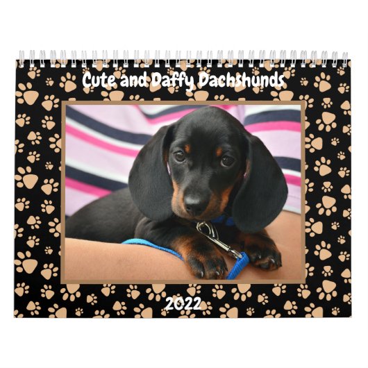 Grappig Dachshund Foto's Aangepast tekstgeluid Kalender (Hoes)