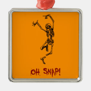 Grappig Dancing Skeleton Oh Snap Metalen Ornament