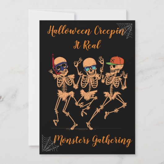Grappig Dansend skelet spooky Halloween feest donk Kaart (Voorkant)